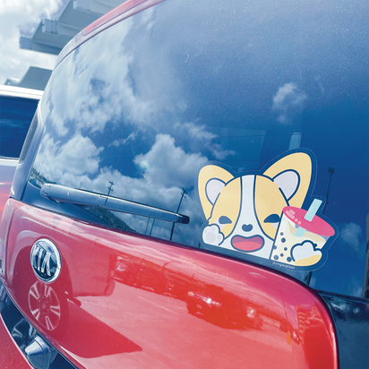 Boba Corgi Peeker Decal