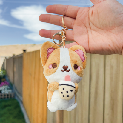 Boba Corgi Plushie Keychain