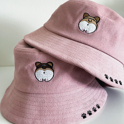 Corgi Booty Corduroy Bucket Hat