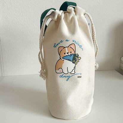 Small Round Bottom Drawstring Canvas Bottle Bag Small Round Bottom Drawstring Canvas Bottle Bag